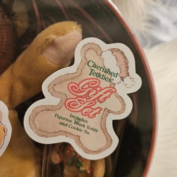 New Cherished Teddies Christmas Gift Set Plush Ornament & Tin - Picture 7 of 10